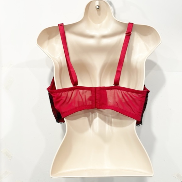 Cacique Women Bra Underwire Full Figure 40DD Red Black Lace Padded Cups - Picture 7 of 7